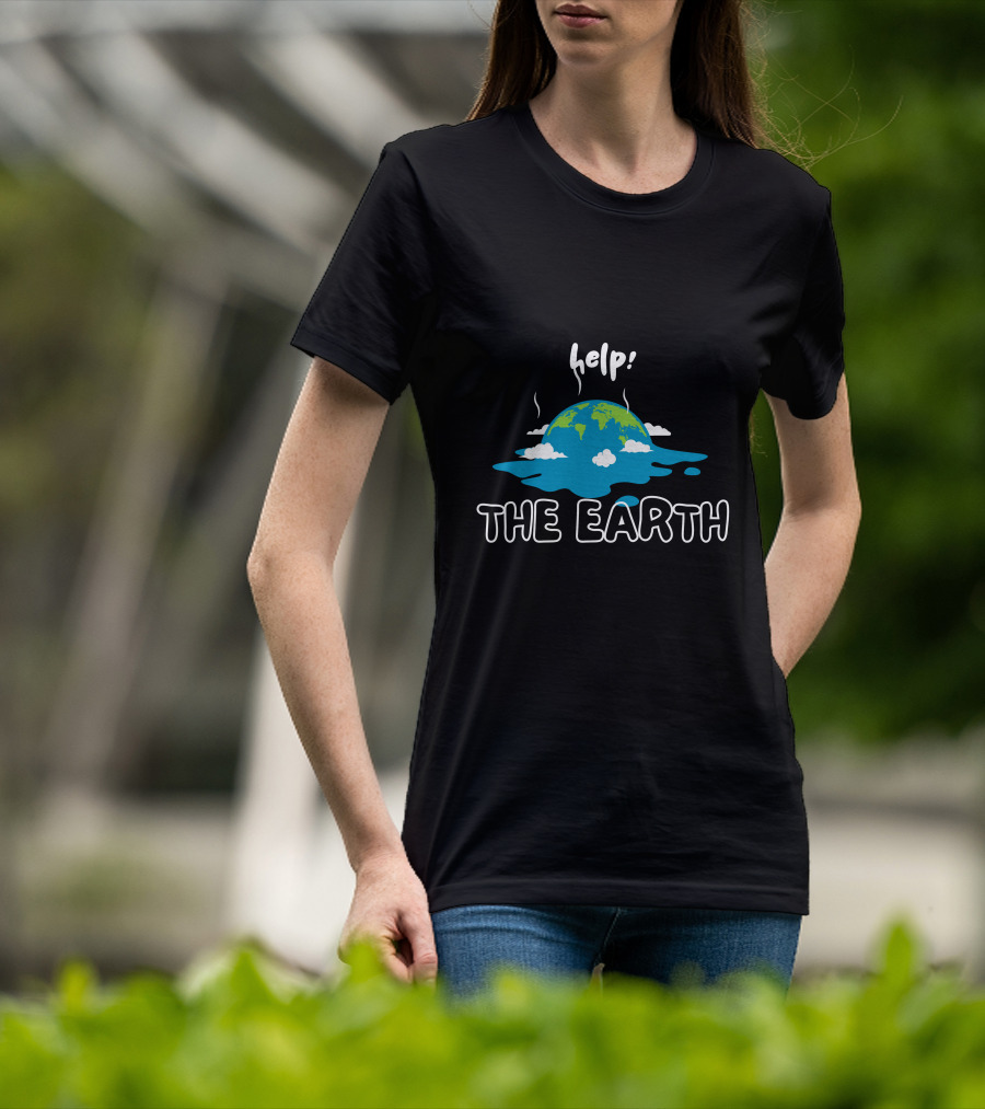 Help The Earth Melting Globe Clouds T-Shirt