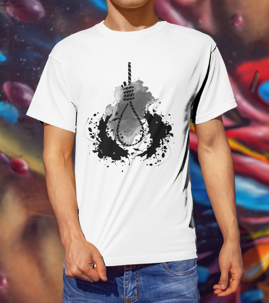 Rope Black And White Abstract Ink Splatter T-Shirt