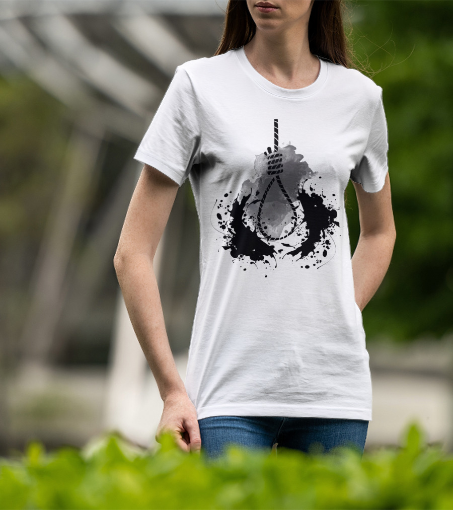 Rope Black And White Abstract Ink Splatter T-Shirt
