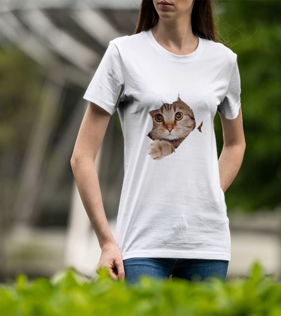 Cat Cute Peek Front Pajamas For Women T-Shirt