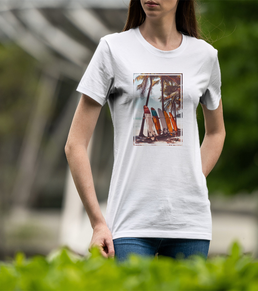 Tuff Surfboards Tropical Palm Beach Scene T-Shirt
