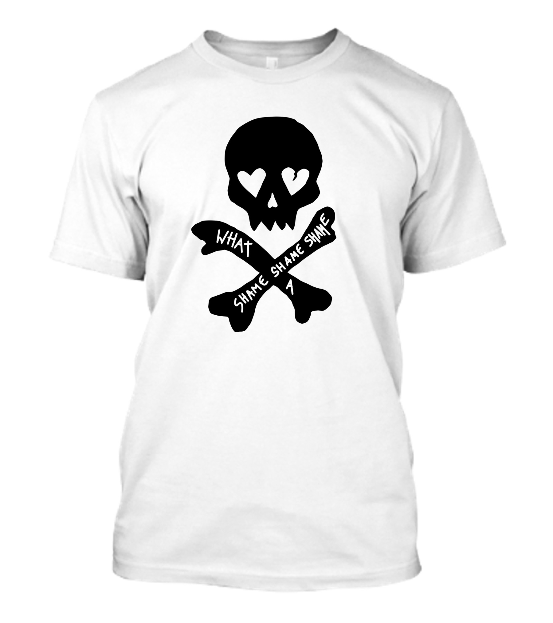 What A Shame Skull And Crossbones With Heart Eyes T-Shirt
