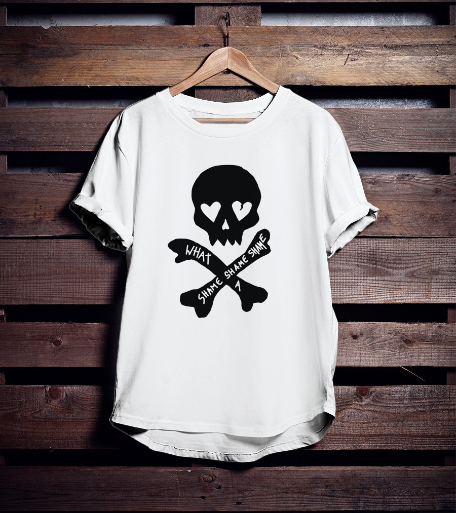 What A Shame Skull And Crossbones With Heart Eyes T-Shirt