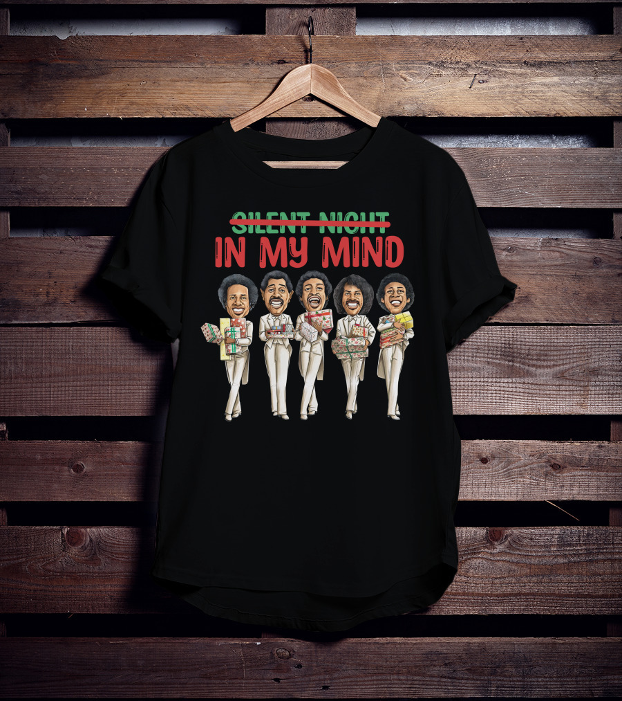 Silent Night Crossed Out In My Mind Christmas Four Singing Figures Holding Gifts T-Shirt