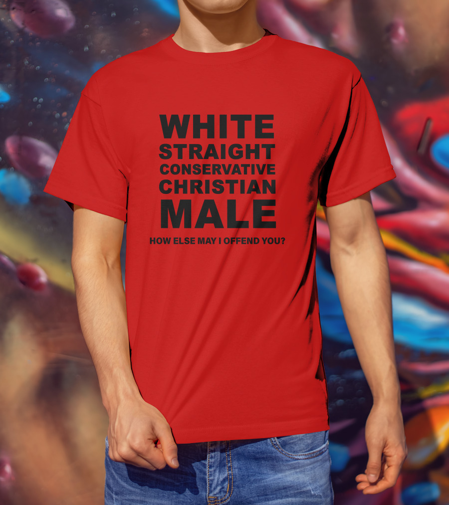 White Straight Conservative Christian Male How Else May I Offend You T-Shirt