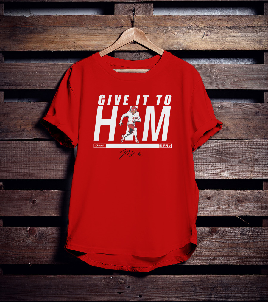 Give It To Him Football Player Signature 10 Red And White T-Shirt