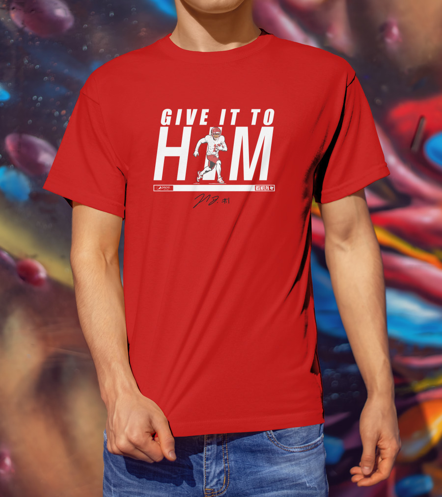 Give It To Him Football Player Signature 10 Red And White T-Shirt