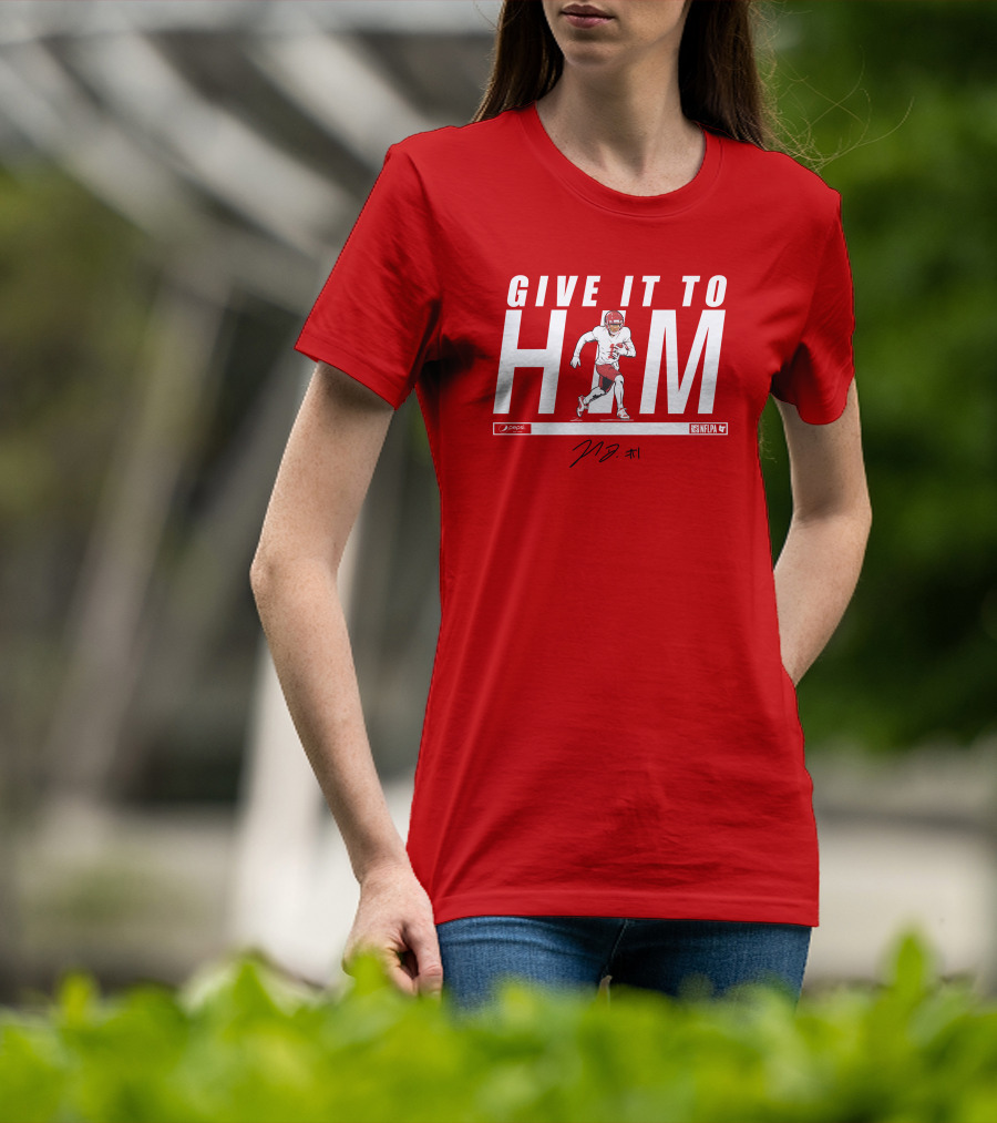 Give It To Him Football Player Signature 10 Red And White T-Shirt