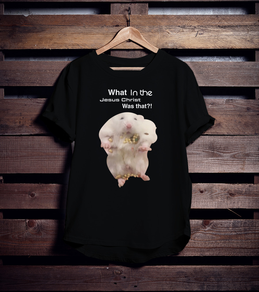 Hamster Jesus Christ Cute Fluffy White Rodent Eating Food T-Shirt