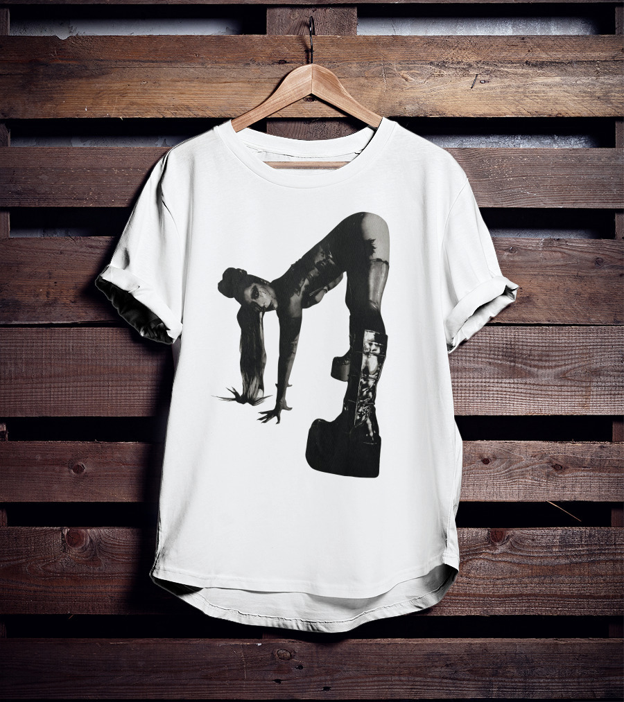 Lady Gaga Chromatica Black And White Striking Pose Platform Boots T-Shirt
