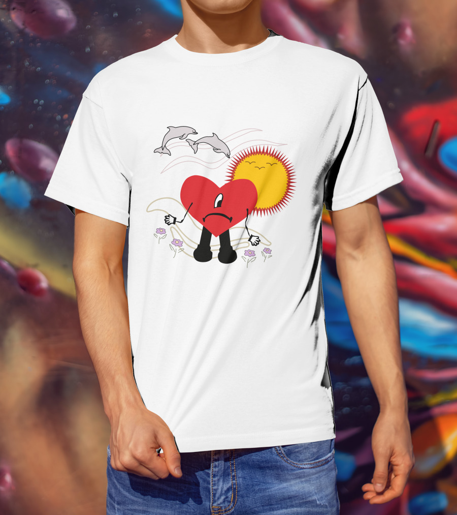 Bad Bunny Un Verano Sin Ti Album Heart Sun Dolphins Flowers Scene T-Shirt