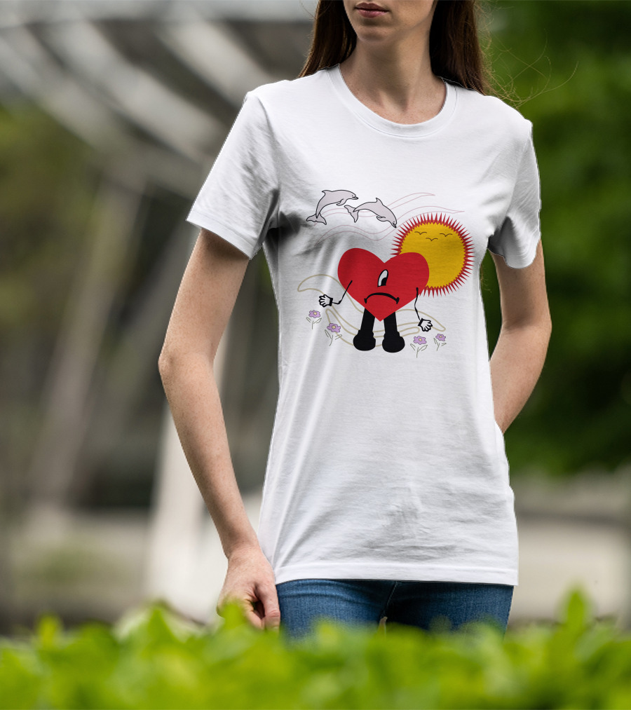 Bad Bunny Un Verano Sin Ti Album Heart Sun Dolphins Flowers Scene T-Shirt