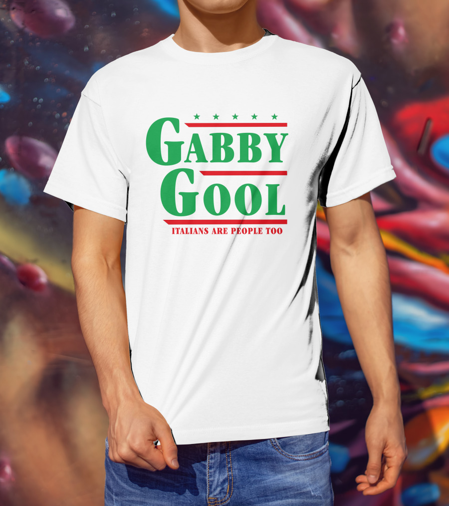 Gabby Gool Italians Are People Too Green Red Stars T-Shirt