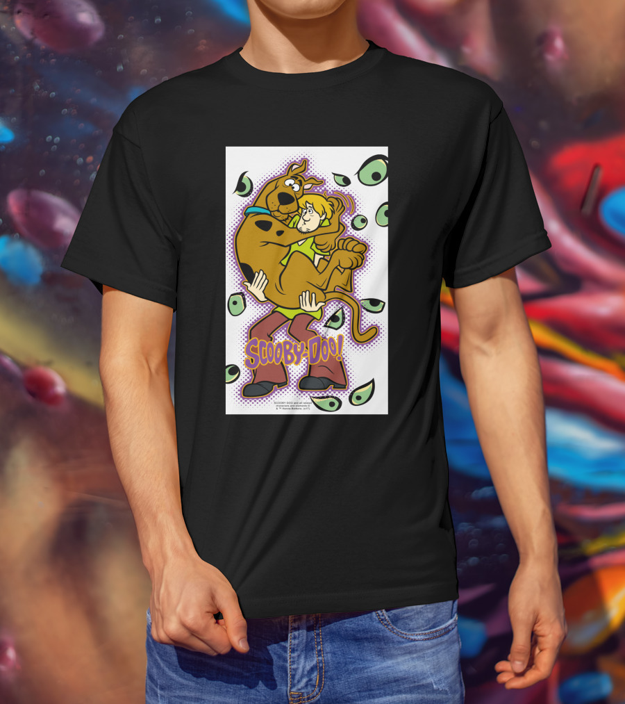Scooby-Doo Shaggy Hug Surrounded By Eyes T-Shirt