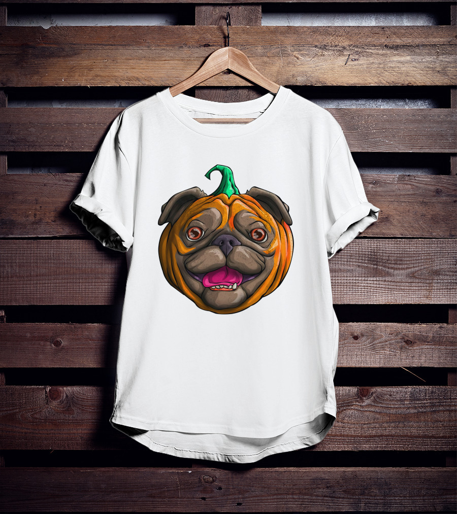 Pugkin Halloween Pug Pumpkin Head T-Shirt