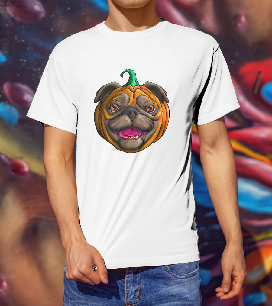 Pugkin Halloween Pug Pumpkin Head T-Shirt