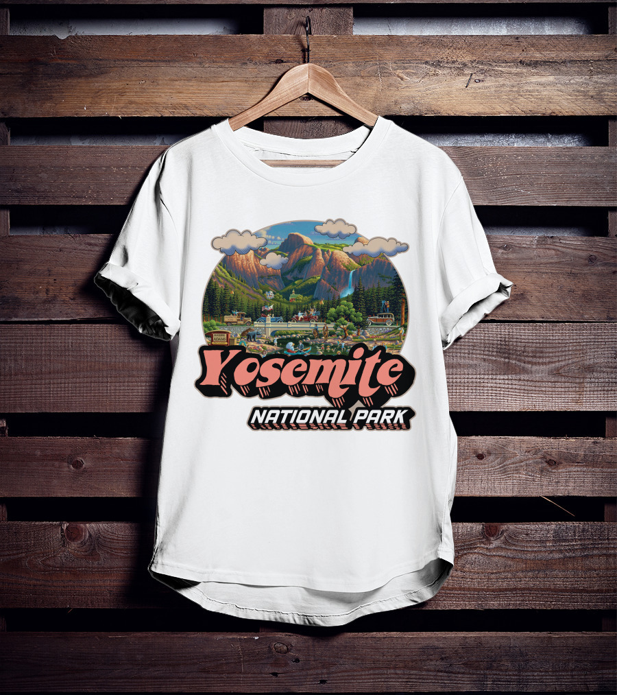 Yosemite National Park Vintage Scenic Mountains And Landscape T-Shirt