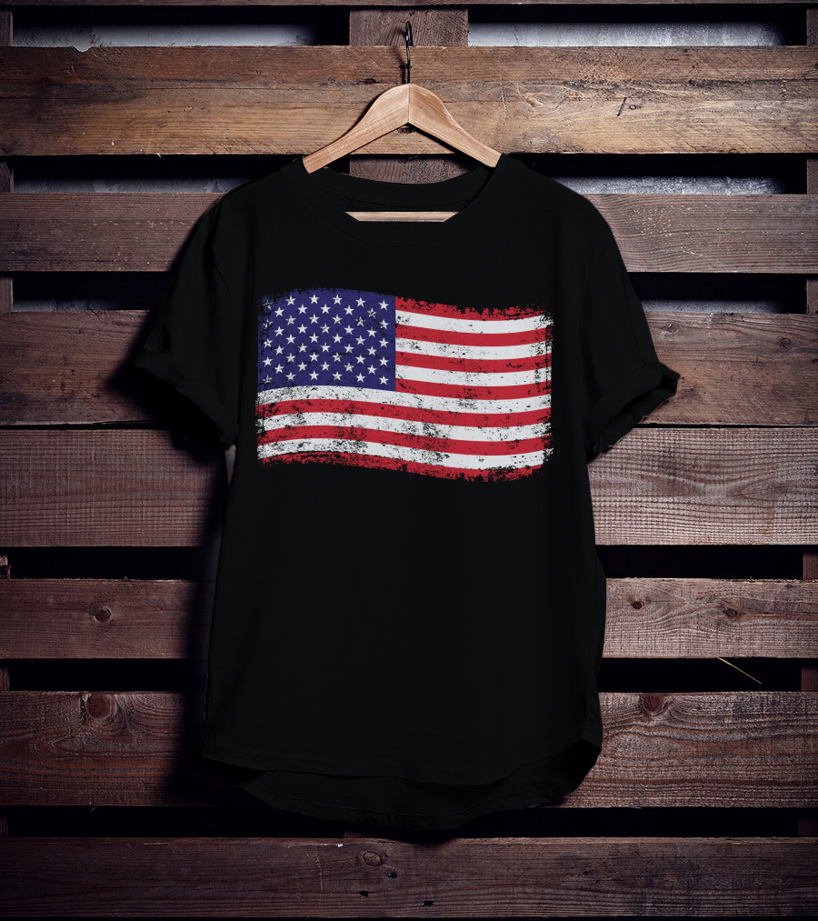 American Flag Distressed Vintage Style T-Shirt