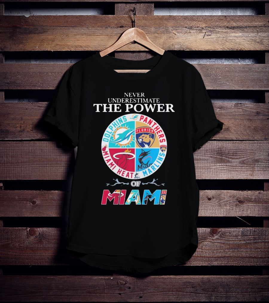 Never Underestimate The Power Of Miami Dolphins Panthers Heat Marlins T-Shirt