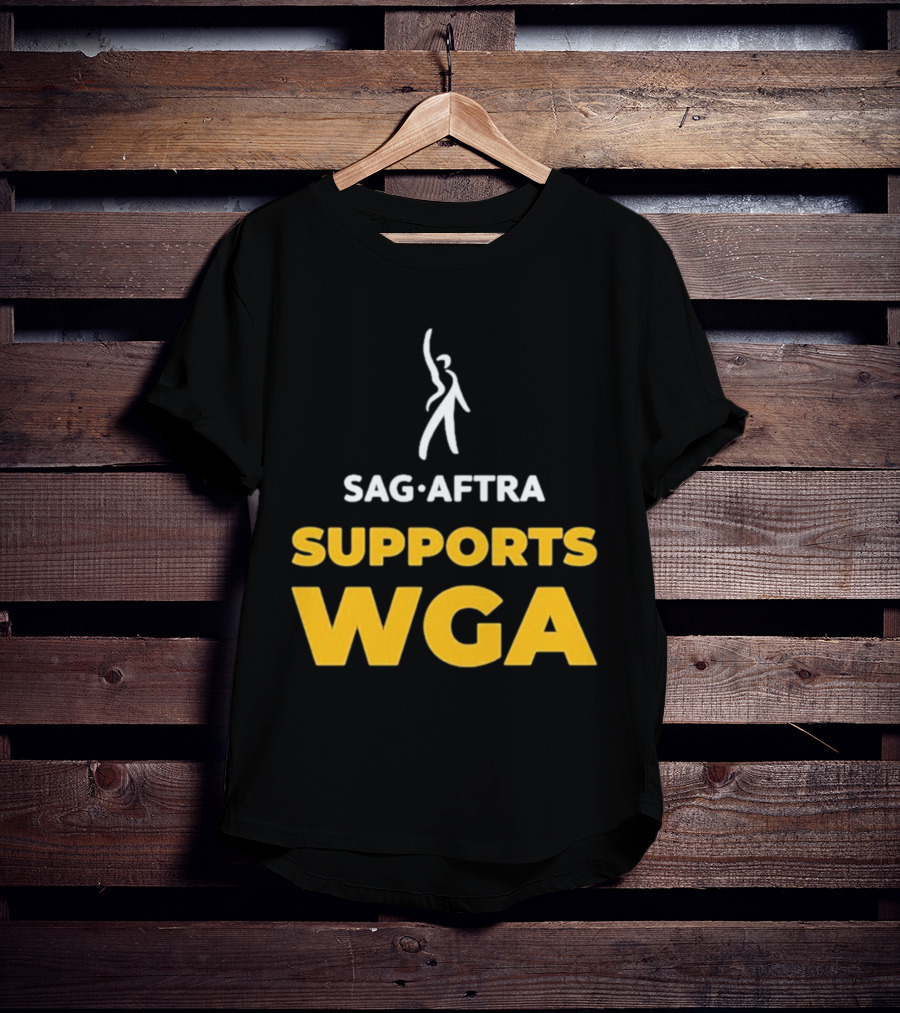 SAG-AFTRA Supports WGA Bold Logo With Iconic Figure T-Shirt