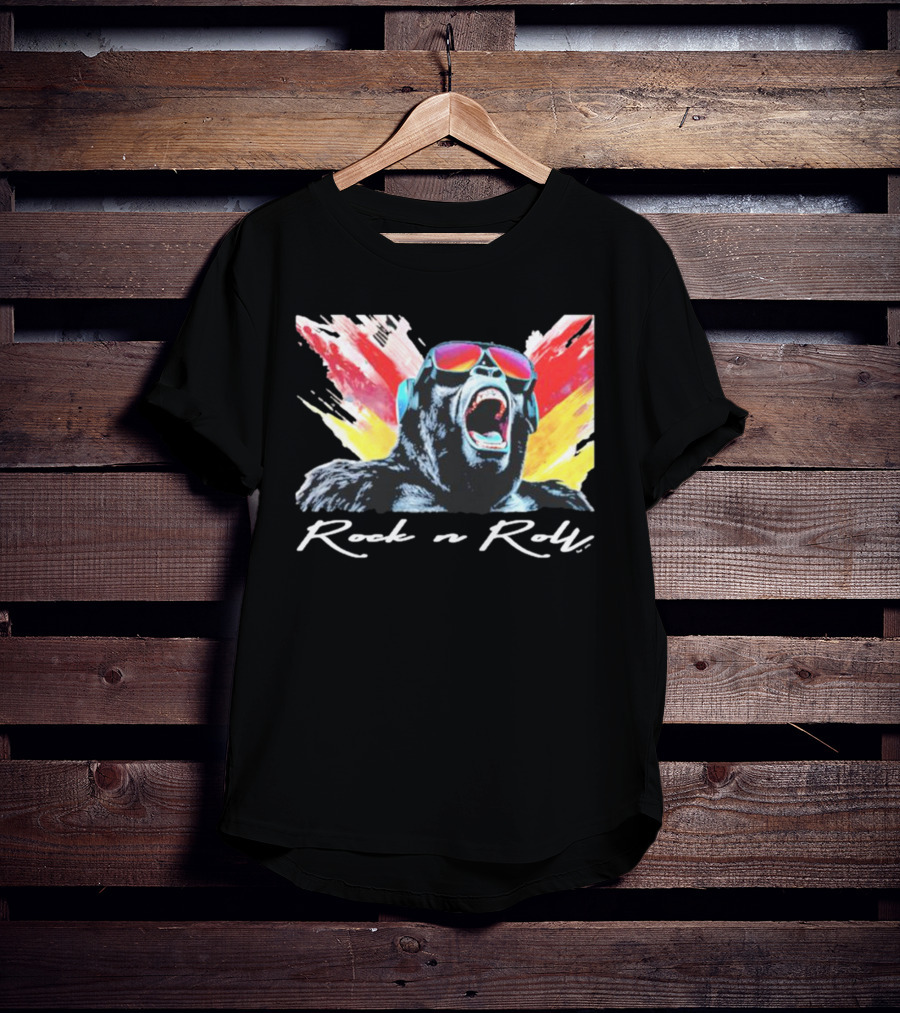Rock N Roll Gorilla With Headphones And Sunglasses T-Shirt