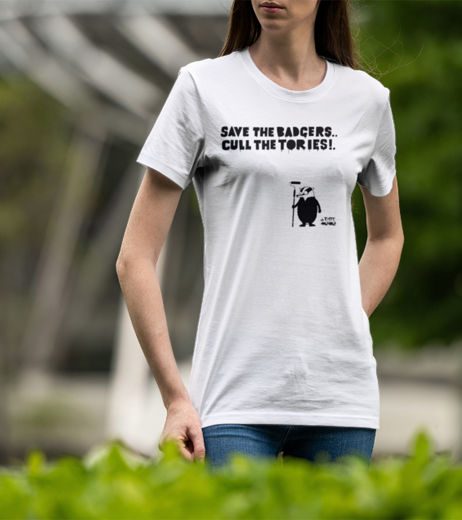 Save The Badgers Cull The Tories Badger With Paint Roller T-Shirt