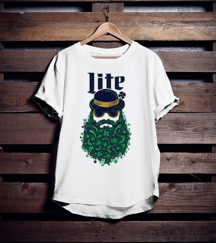 St Patrick’s Day Lite Hat And Green Beard With Shamrocks T-Shirt