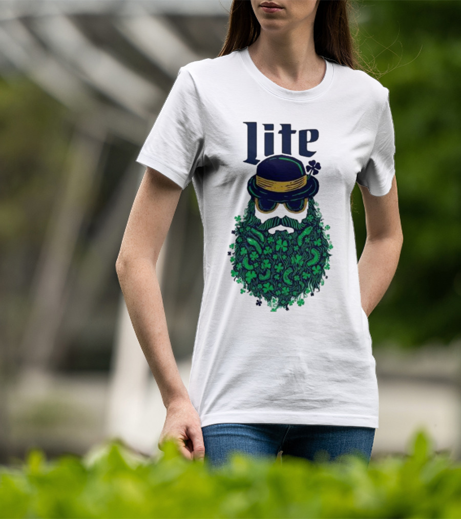 St Patrick’s Day Lite Hat And Green Beard With Shamrocks T-Shirt