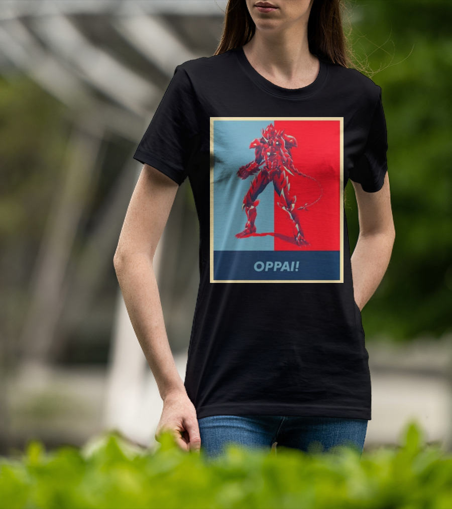 OPPAI Issei Hyoudou High School DxD Hope Style Mecha Fusion Red And Blue Dual Color Background T-Shirt