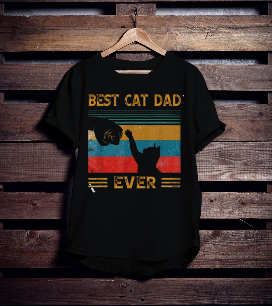 Best Cat Dad Ever Vintage Pet Lover Apparel Funny Kitty Clothes Cat Owners Cat Daddy T-Shirt