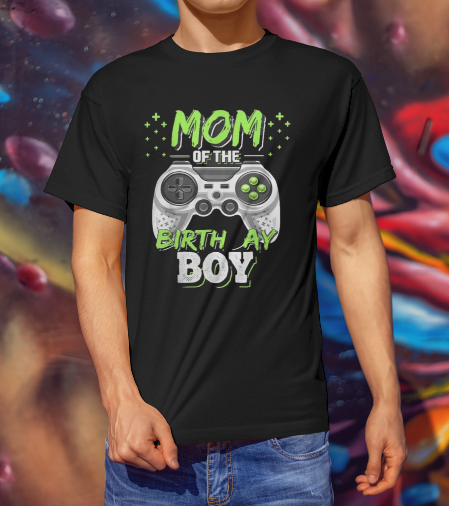 Mom Of The Birthday Boy Gamer Controller Matching Video Gamer Birthday Party T-Shirt