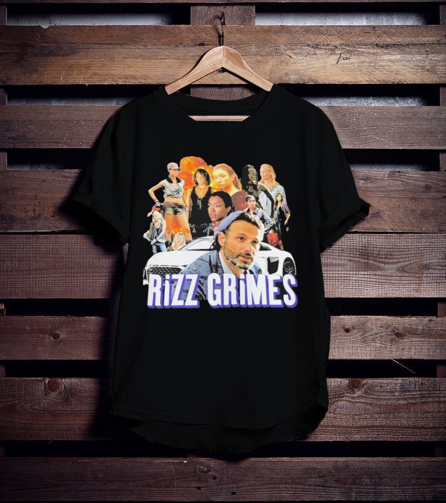 Rizz Grimes Walking Dead Car Iconic Character Collage T-Shirt
