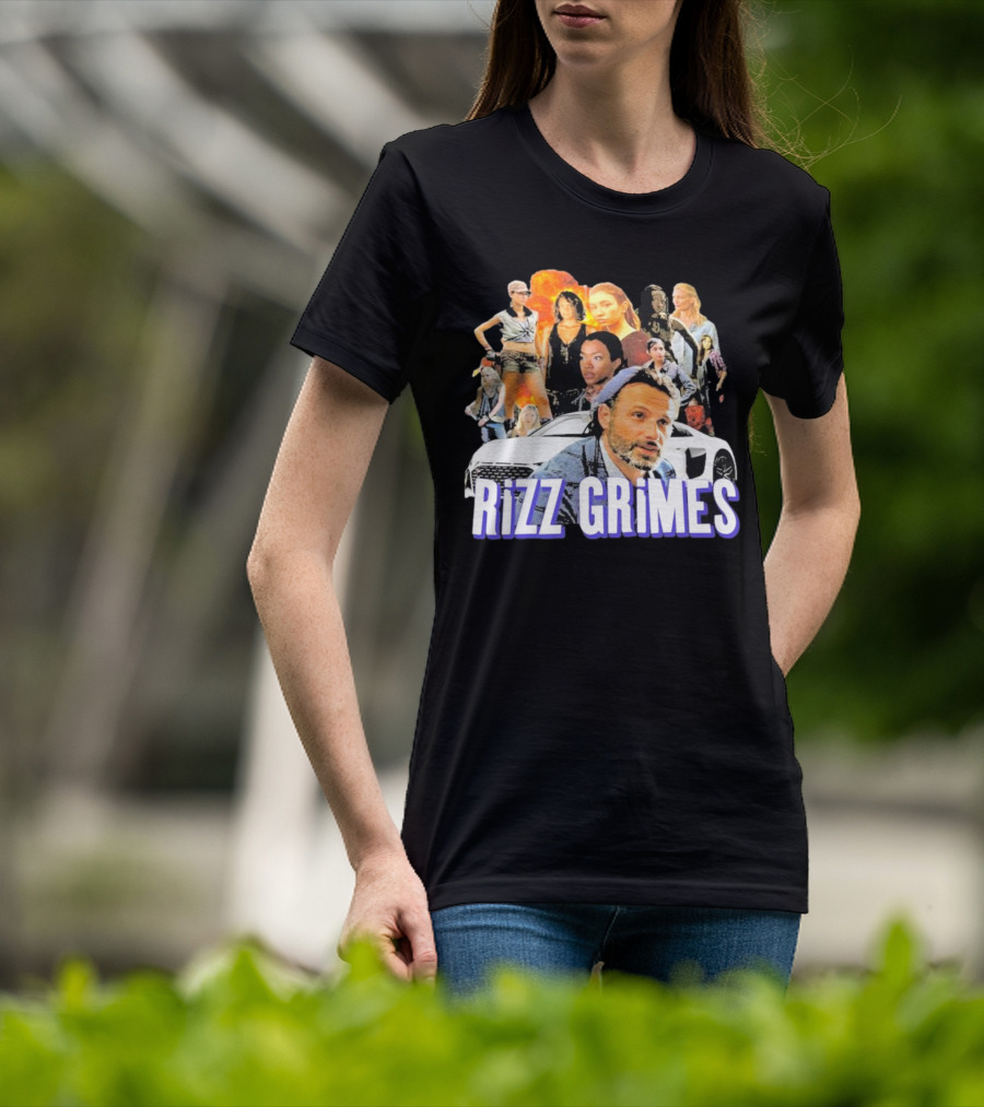 Rizz Grimes Walking Dead Car Iconic Character Collage T-Shirt