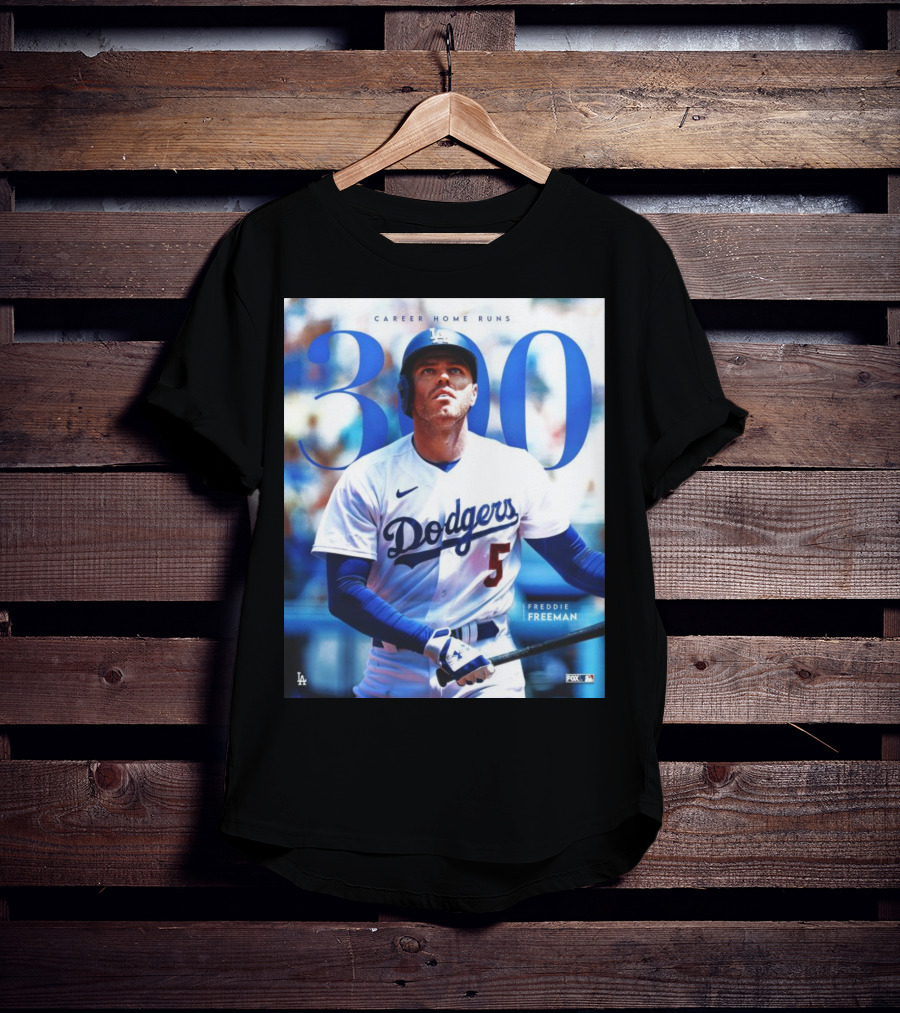 Dodgers Freddie Freeman 300 Career Home Runs Achievement Image With MLB T-Shirt