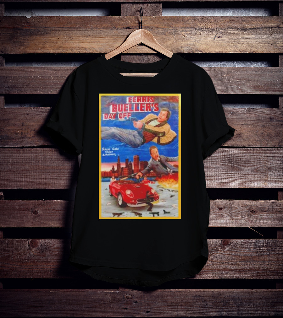 Ferris Bueller's Day Off Royal Gato Video Ashaiman Explosive Artwork With Thrilling City Escape T-Shirt