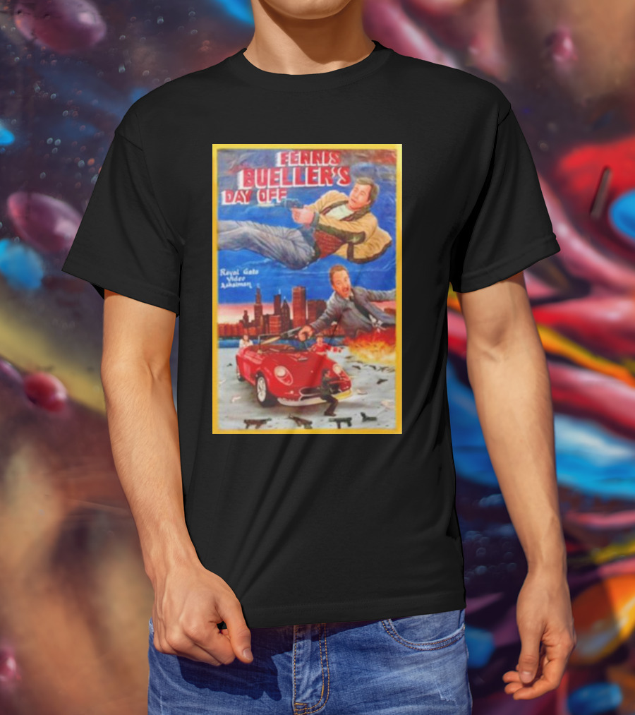 Ferris Bueller's Day Off Royal Gato Video Ashaiman Explosive Artwork With Thrilling City Escape T-Shirt