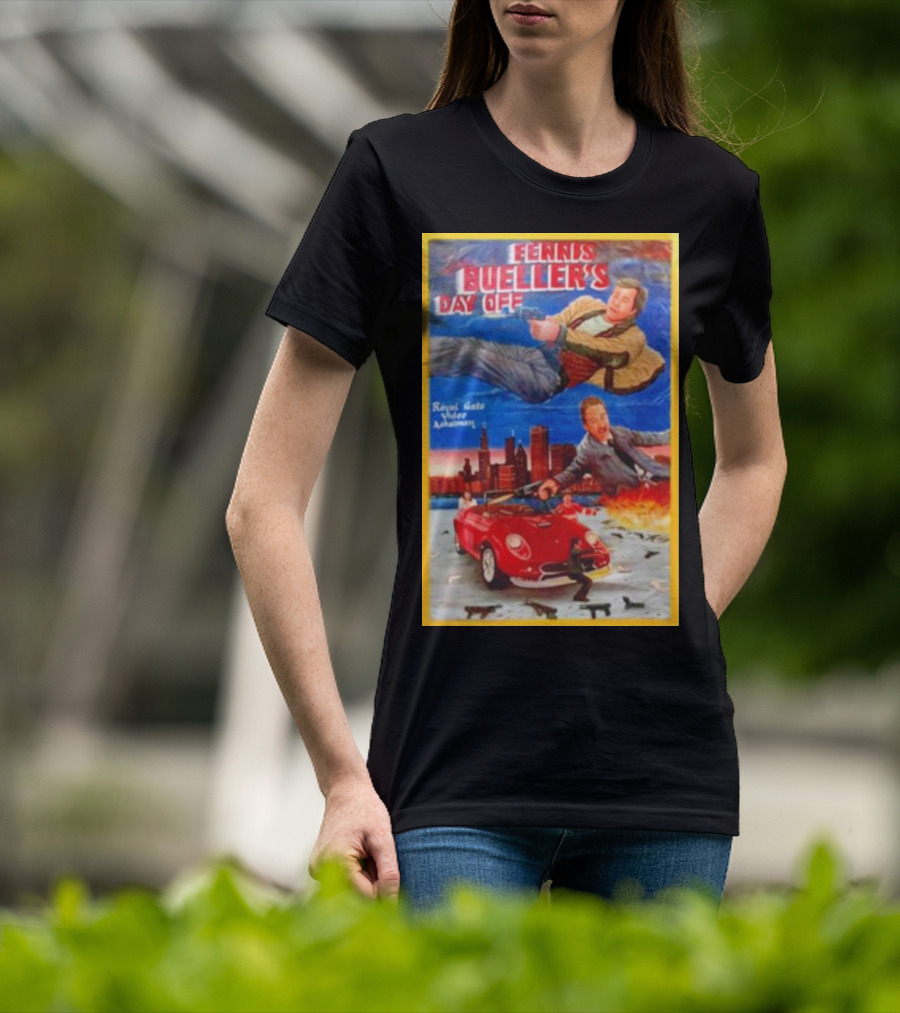 Ferris Bueller's Day Off Royal Gato Video Ashaiman Explosive Artwork With Thrilling City Escape T-Shirt