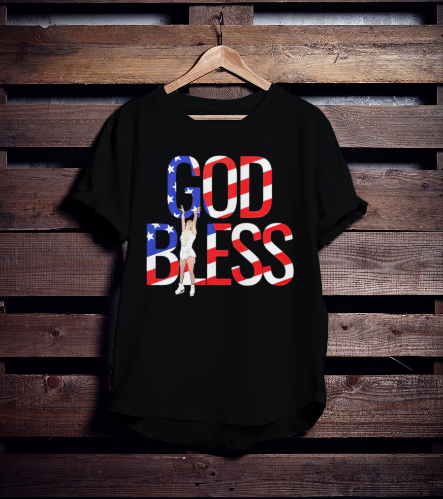 Men’s Tonya Harding God Bless American Flag Figure Skater T-Shirt