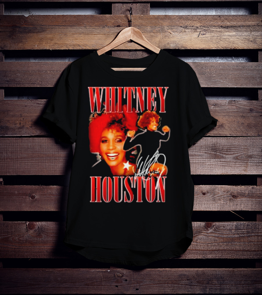 WHITNEY HOUSTON Signature Red Portrait With Joyful Expression T-Shirt