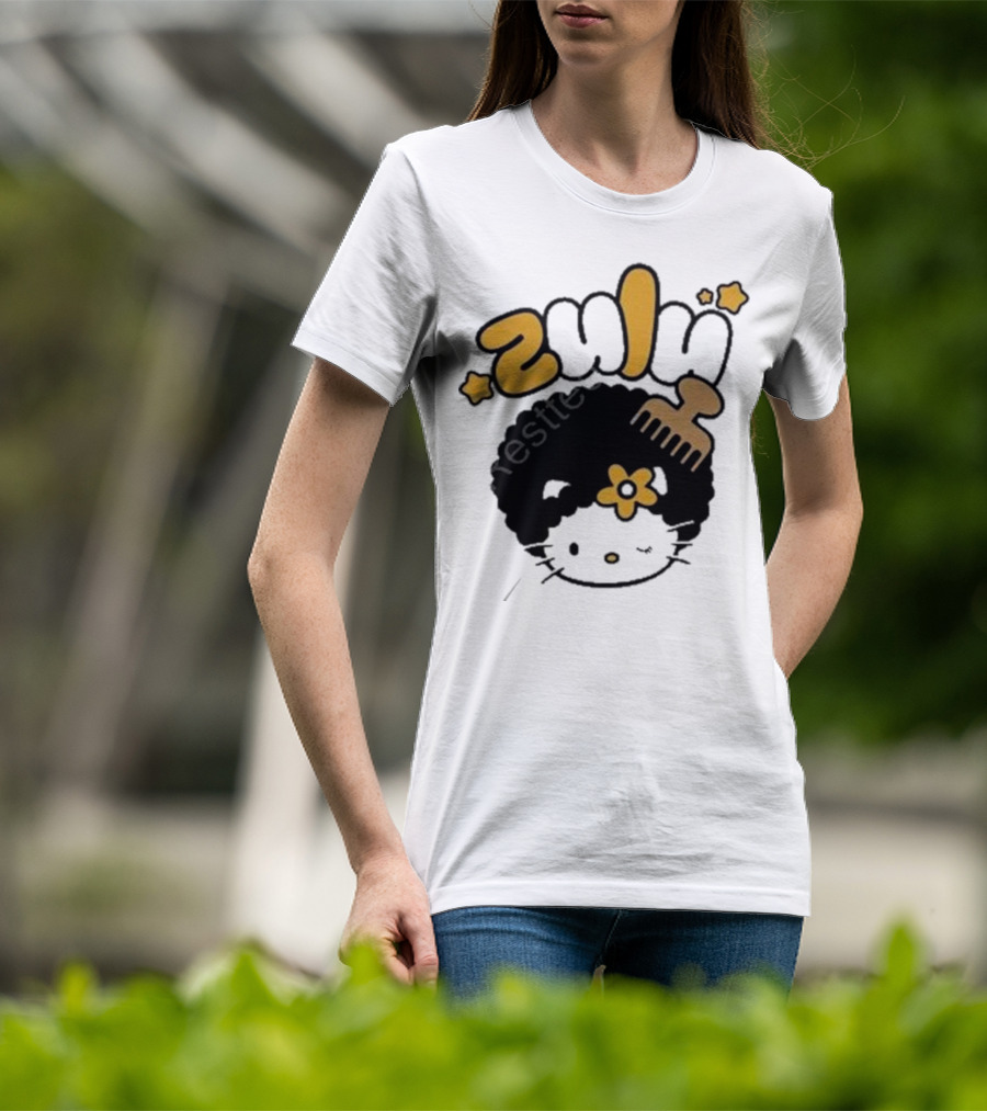 Zulu Kitty Afro Comb And Star T-Shirt