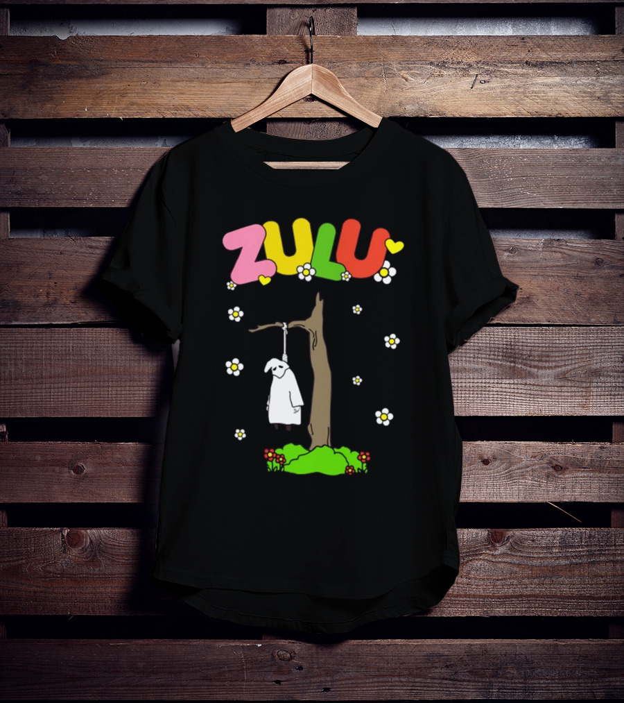 Zulu Hanging Tree With Colorful Text And Heart Flowers T-Shirt