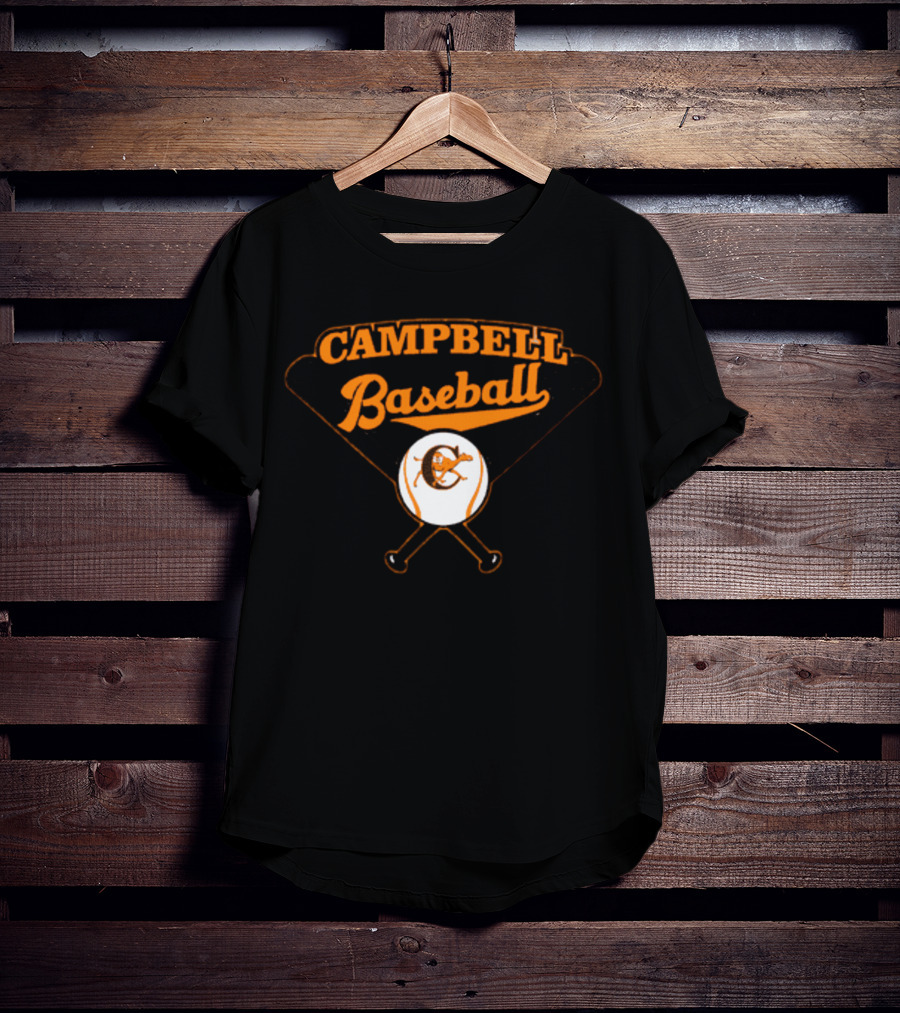 Campbell Baseball Crossed Bats T-Shirt