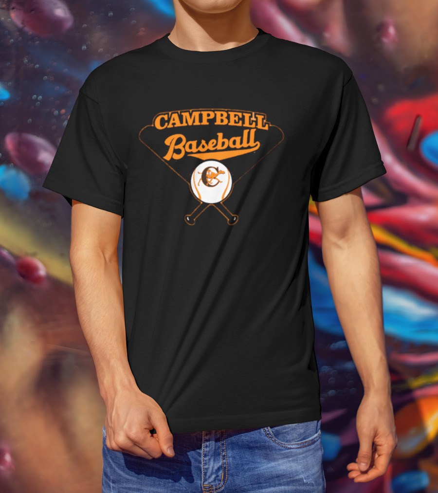Campbell Baseball Crossed Bats T-Shirt