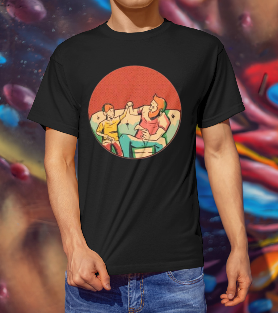 Father And Son Gaming Bond On The Couch T-Shirt
