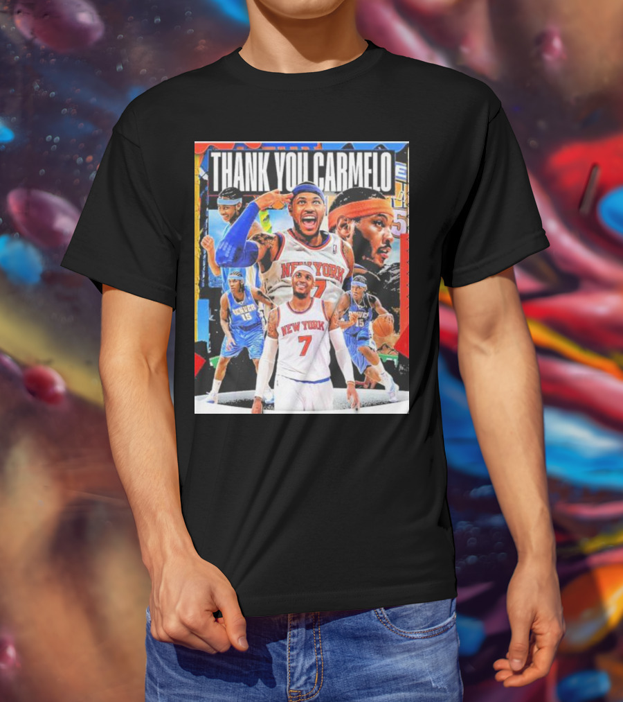 Thank You Carmelo New York 7 Denver 15 Basketball T-Shirt