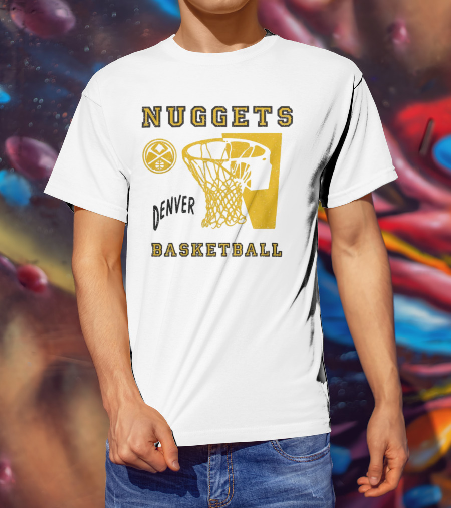 Nuggets Denver Basketball Slam Dunk White Men's Junk Food T-Shirt