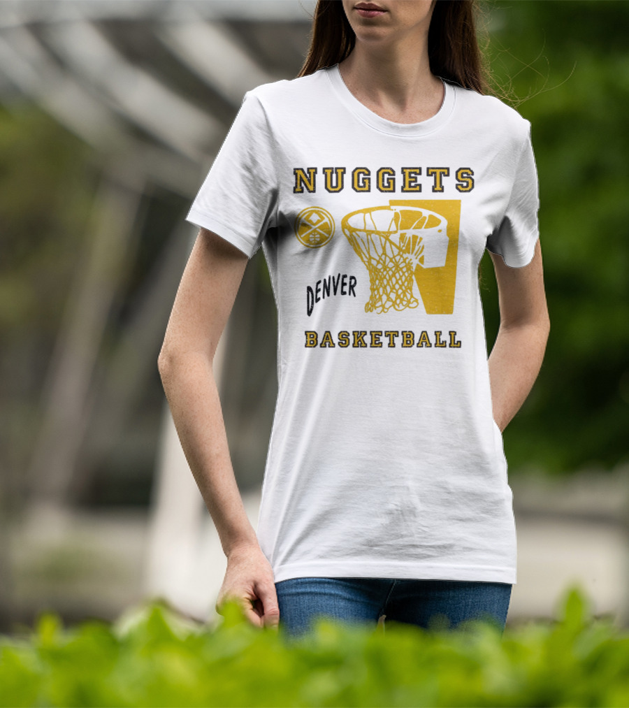 Nuggets Denver Basketball Slam Dunk White Men's Junk Food T-Shirt