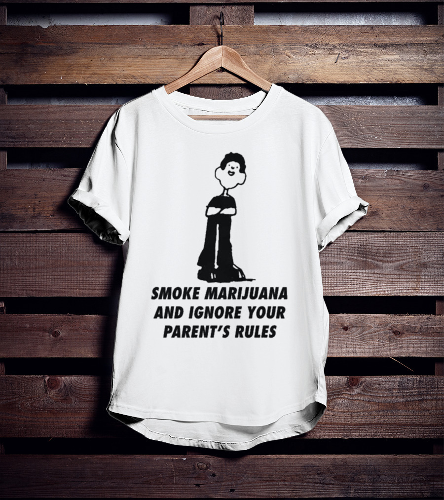 Smoke Marijuana And Ignore Your Parent’s Rules Stick Figure Standing With Crossed Arms T-Shirt