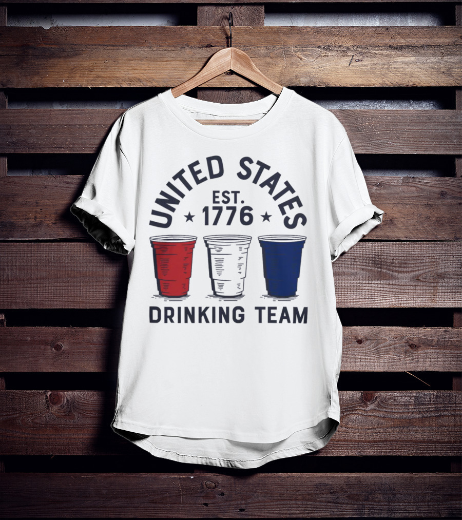 United States Drinking Team Est 1776 Red White Blue Cups T-Shirt
