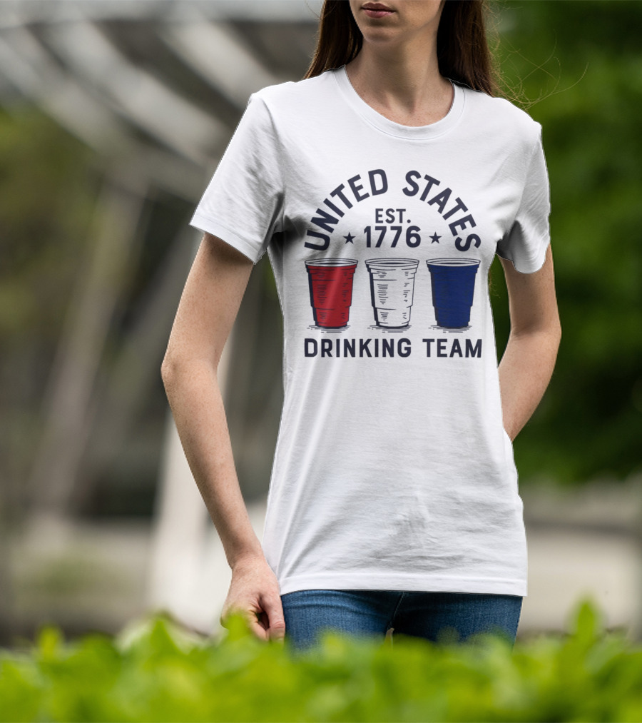 United States Drinking Team Est 1776 Red White Blue Cups T-Shirt